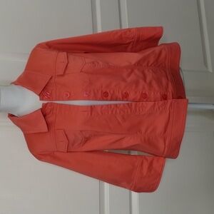 Tribal Studio blazer jacket women's large coral elbow button down breast pockets